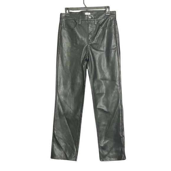 J.Crew Pants - J.Crew Faux Leather Pants Women Size 28 Black Straight Leg Edgy